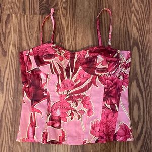 Pink Print Structured Corset Top